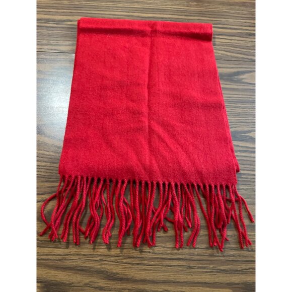 Alashan red wool cashmere winter scarf with fringe - Picture 2 of 5